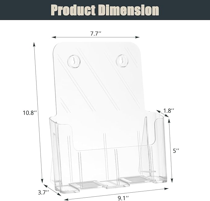 xydstay Acrylic Brochure Holder 8.5x11 Inches Slant Back Design, Clear Display Stand, Plastic Table Stand Sign Holder,Pamphlet Holder Flyer Holder, Acrylic Display Stand, Acrylic Table Signs Plastic Paper Holder for Office, Home, Store, 4 Pack