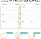 2026 Planner - Planner 2026 from January 2026 to December 2026 with 12 Monthly Tabs, Flexible Cover, Inner Pocket, 8.5" x 11", Leaf Black