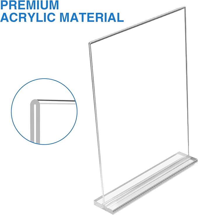 Daofary 26 Pack Acrylic Sign Holder 4 x 6 Clear Display Table Signs Stand, Double Sided T Shape Flyer Holder Plastic for Picture Paper Frame Holder Home Office Menu Retail Show Fair