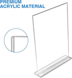 Daofary 26 Pack Acrylic Sign Holder 4 x 6 Clear Display Table Signs Stand, Double Sided T Shape Flyer Holder Plastic for Picture Paper Frame Holder Home Office Menu Retail Show Fair
