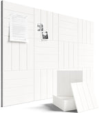 Fluxynara Felt Bulletin Board Tiles Large 48" x 36" Cork Board Alternative-12 Pack with 70 Adhesive Tabs, Thick Slat Wall Panels for Office Decor, Push Pin Board Wall Organizer Alternative-Milky White