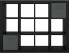 furtble Bookshelf with Storage Bin, 12-Cube Storage Organizer, Modern Wood Open Bookcase, Multifunctional Display Shelf for Living Room, Bedroom, Home Office, Black