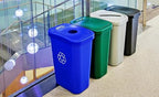 Sturdy Essentials City Box 7 Gallon Four Bin Station for Trash and Recycling with Lids for Residential, Business, and Commercial Recycling - NYC Compliant (Four Bin Cans Paper Organics Waste)