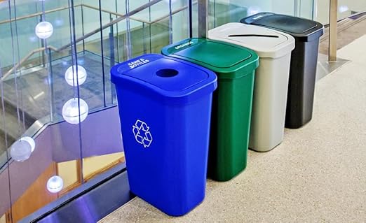 Sturdy Essentials City Box 7 Gallon Waste Bin Trash Can with Lid for Residential, Offices, and Commercial Recycling - NYC Compliant - Black