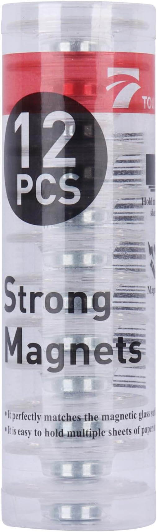 TOWON Rare Earth Magnets Large, Strong Magnets for Glass Whiteboard and Dry Erase Board, 12 Pieces Round Clear