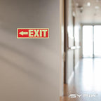 iSYFIX Exit Stickers Signs with Directional Left Arrow 2 Pack 12x4 Inch - Glow in the Dark Photoluminescent Vinyl for Office, School, Business, Warehouse - UV & Weather Resistant for Indoor/Outdoor Use