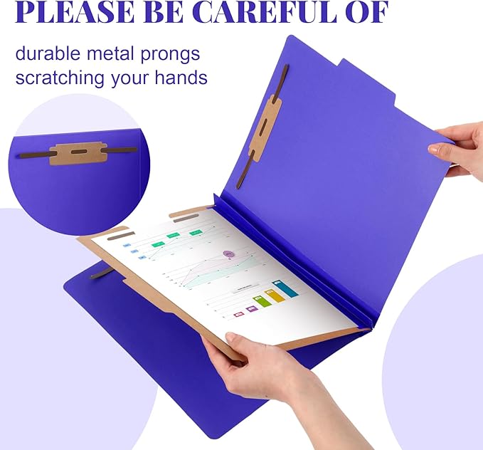 Skyygemm 48 Pcs Classification Folders Letter Size, 1 Divider Pressboard File Folder with Fasteners, Expanding File Organizer Bulk for School Teachers, Office Employee, Coworker, Staff (Purple)