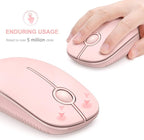 VssoPlor Wireless Mouse, 2.4G Slim Portable Computer Laptop Mouse with Nano Receiver Quiet Silent Optical Mice for Notebook, PC, Laptop, Computer-Pure Pink