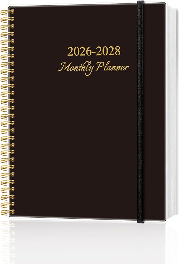 2026-2028 Monthly Planner, Three Years Calendar from January 2026 - December 2028 with Spiral Binding, Inner Pocket, Elastic Closure, 38 Month Planner for Home | School | Office, 8.5" x 11", Black