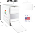 ChromaLabel 2 x 3 inch Permanent Color Code Rectangle Labels, 250 Labels per Dispenser Box, White
