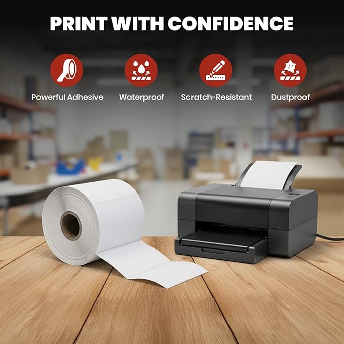 3" x 2" Direct Thermal Labels Roll, 10 Rolls (7,500 Labels), Compatible with Zebra,Rollo, MUNBYN, POLONO, IDPRT Printer,Strong Adhesive Perforated Label Rolls for Packages,Barcodes & Office Use