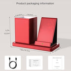 LADSTAG Desk Organizer with Phone Holder,Red Multi-Functional Pencil Holder for Desk, Desk Organizers and Accessories for Office Art Supplies,Desk Phone Stand Charger for Desktop/Counter