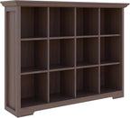 OSCHF Cube Shelf Bookcase with Base - Wooden 3 Tiers Floor Standing Low Storage Cabinet for Home and Office, 12-Cube Lattice Bookshelf, Walnut