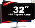 Pozlle 32 Inch Computer Privacy Screen Shield [2 Pack] for 16:9 Widescreen Desktop Monitor - Anti-Glare Blue Light Privacy Filter and Anti Spy Privacy Screen Protector Film
