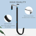 FYY Over The Door Hooks, 4 Pack Upgraded Long Door Hangers Hooks with Rubber Prevent Scratches Heavy Duty Organizer Hooks for Hanging Clothes, Towels, Hats, Coats, Bags Black