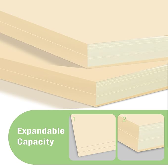 Woodlake Manila File Folders – Letter Size (8.5" x 11"), 1/3-Cut Oversized Tabs, 100 Pack, Heavyweight 120LB/220GSM Durable Paper Folders for Home, Office, School – Made in USA