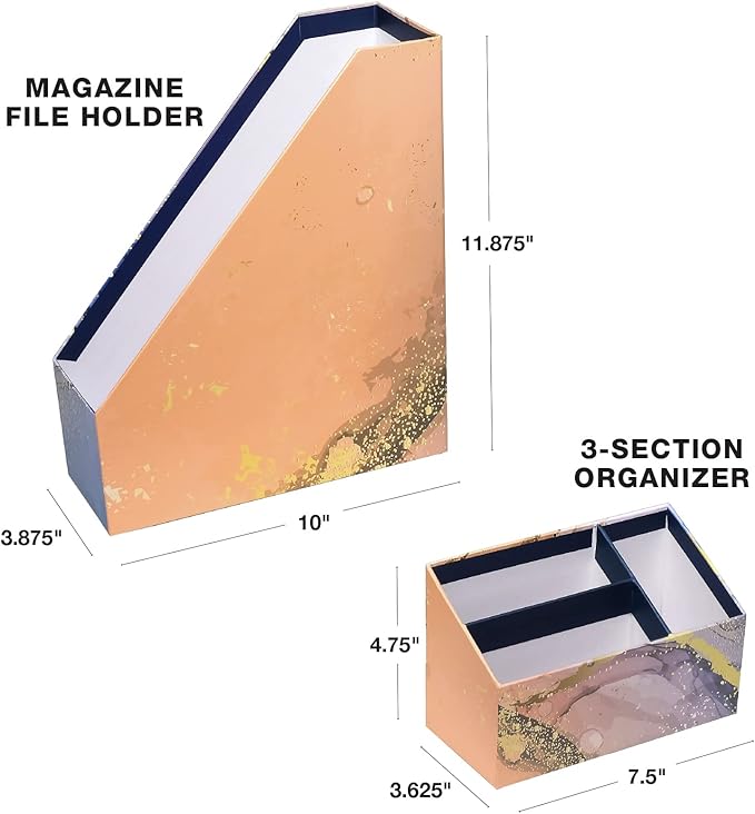 Desk Organizer Set - Floral (Marble)