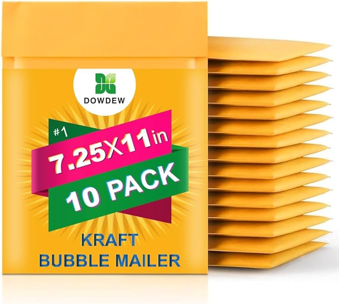 Kraft Bubble Mailers [10 Pack] Mailing Packing Envelopes #1 (7.25" x 11")