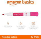 Amazon Basics Dry Erase Markers For Whiteboards, Chisel Tip, Low-Odor, Assorted Colors, Pack of 12
