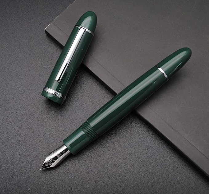 JINHAO X159 Fountain Pen (F Nib 0.5mm, Dark Green with Silvery Clip)