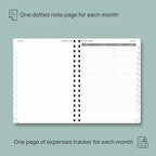 POPRUN Monthly Planner 2025-2026 Spiral Bound (6.5" x 8.5") 18 Months Calendar (Jul 2025 - Dec 2026) - 4 Pages per Month with Monthly Expense & Notes, Sunday Start, Leather Cover - Black