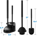 FORASTO 3Pack 2 in 1 Toilet Brush and Plunger Set, Extended Handle Plunger,Toilet Bowl Brush Plunger Set,Bathroom Cleaning Tools,Toilet Brush Plunger Combo,Cleaning Brush,Cleaning Supplies (21inch)