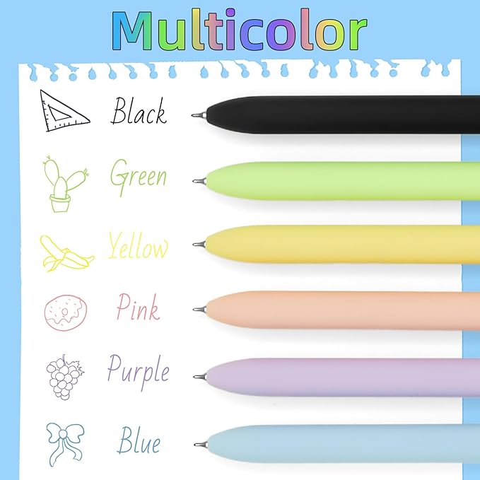 UIXJODO Colored Pens, 6 Pcs Colorful Pens Fine Point Smooth Writing Pen, 0.5mm Colored Ink Gel Pen for Journaling Note Taking Planner, School Supplies Gifts for Nurse Teacher (6 Pcs Gold Vibrant)