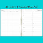 Daily Planner Undated - 8.5" x 11" To Do List Notebook Hourly Schedules, 150 Sheets/300 Pages Spiral Appointment Planner for Women and Men,PVC Hardcover, Inner Pocket, Elastic Closure, Teal Flowers
