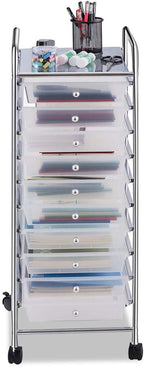 Giantex 10 Drawer Rolling Storage Cart Scrapbook Paper Office School Organizer (Clear)