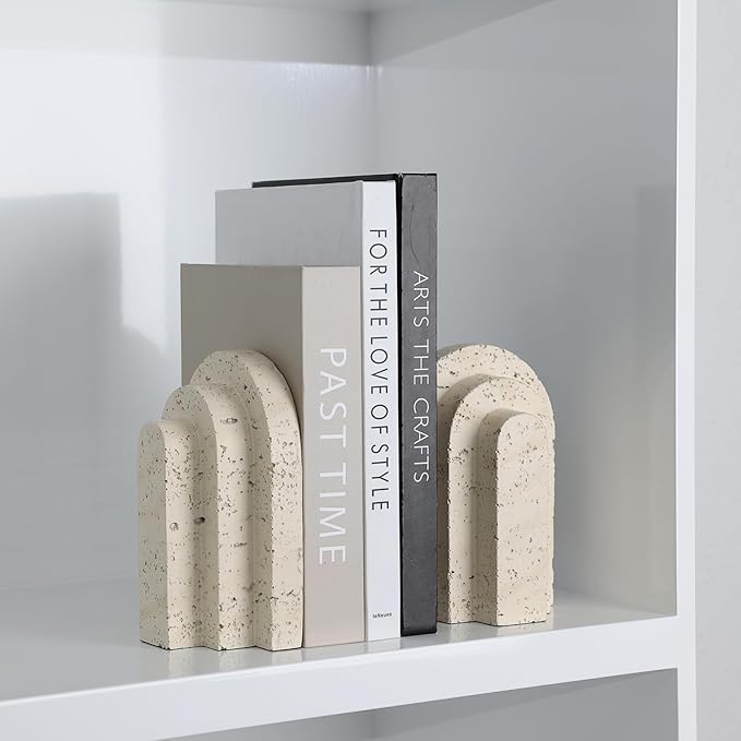 Book Ends for Heavy Books, Decorative Bookends for Shelves, Durable Book Holder & Shelf Decor, Non-Slip Book Stopper, Office Bookshelf Organizer (Set of 2)