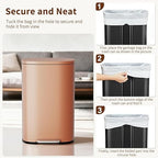 PayLessHere Trash Can Kitchen Stainless Steel Trash Can Trash Can with Lid Removable Inner Bucket Foot Pedal Soft Close for Office Home Kitchen Garbage Can Trash Bin (Pink, 13 G)