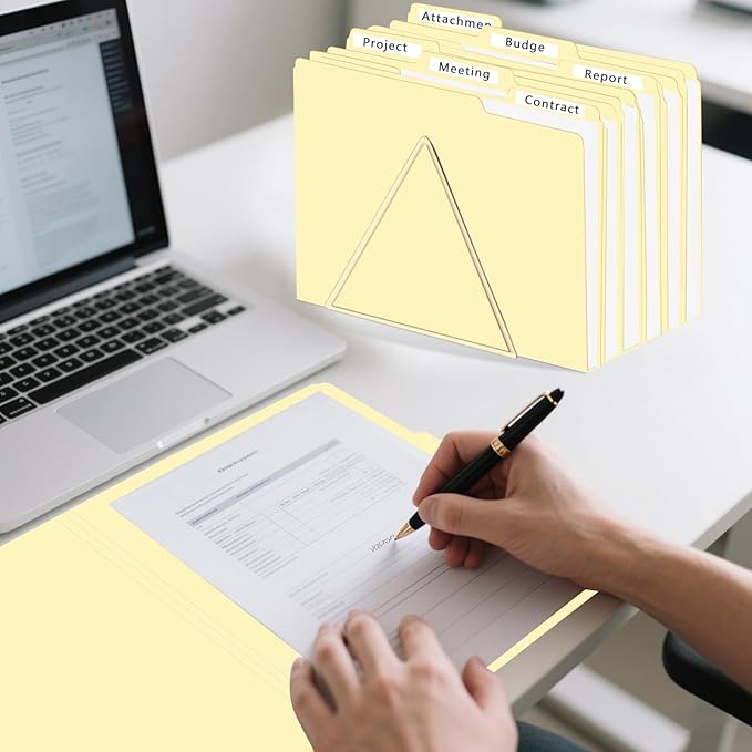 Manila Folders, HERKKA 120 Pack 1/3 Cut Tab File Folders, Manila Folders 8.5 x 11 Designed for Office and Classroom Use, Letter Size