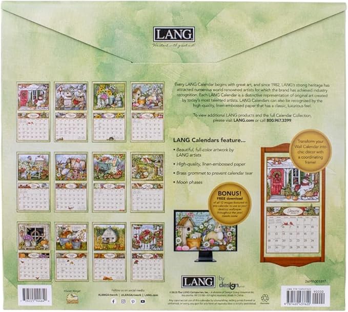 Lang Bountiful Blessings 2026 Wall Calendar – 13.4″ × 12″, 12-Month Calendar with Stapled Binding, Linen-Embossed Art & Inspirational Scripture by Susan Winget