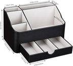 KINGFOM Desk Organizer with Drawer, Multifunction Pencil Holder for Desk, Desk Organizer and Accessories 5 Compartments for Home Office Supplies (Black)