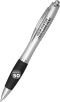 DISCOUNT PROMOS Personalized Ballpoint Pens With Rubber Grip, 50 pack Customizable Ergonomic Click-to-Write Custom Writing Pens for School with Black Ink, Black