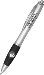 DISCOUNT PROMOS Personalized Ballpoint Pens With Rubber Grip, 50 pack Customizable Ergonomic Click-to-Write Custom Writing Pens for School with Black Ink, Black