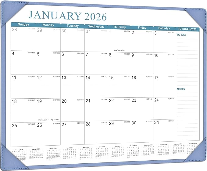 Desk Calendar 2026, KOPEESY New Year Large Desk Calendar with Desktop Mat, 18 Months from January 2026 - June 2027, 22” x 17” Desktop Monthly Planner for Home or Office School