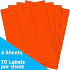 JAM PAPER Return Address Labels - Standard Mailing - 1 x 2 5/8 - Neon Deep Red/Orange - 120 Shipping Labels/Pack