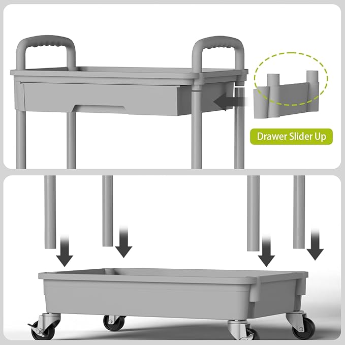 Sorgion 4 Tier Rolling Cart Organizer,Art Craft Diaper Bedside Snack Laundry Room Bathroom Organizer Narrow Thin Slim Rolling Trolley Utility Cart with Wheels for Kitchen,Office(Grey)