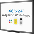 VIZ-PRO Magnetic Whiteboard/Dry Erase Board with Black Aluminium Frame, 48 X 24 Inches, Includes 1 Eraser & 2 Markers & 4 Magnets