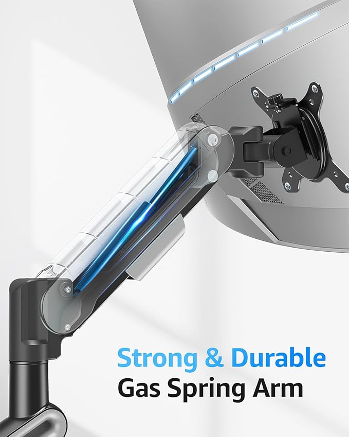 MOUNTUP Single Monitor Desk Mount for 4.4-26.5lbs, Heavy Duty Monitor Arm for 40 39 37 34 32 27inch, Full-Motion Monitors Stand, Height Adjustable Monitors Arm with C-Clamp＆Grommet Base