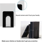 Book Ends, Heavy Duty Bookends to Hold Books, Metal Bookends for Home Office Decorative, Book Ends for Heavy Books/Movies/CDs, Black 6.5 x 5 x 5.7 in, 4 Pair/ 8 Piece by Mkyuroa