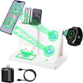 LADSTAG White Leather Pen Holder Desk Organizer with 3-in-1 Wireless Charger for Phone, Earbuds, Watch - Desktop Phone Stand,birthday gifts for women,mom gifts (white)