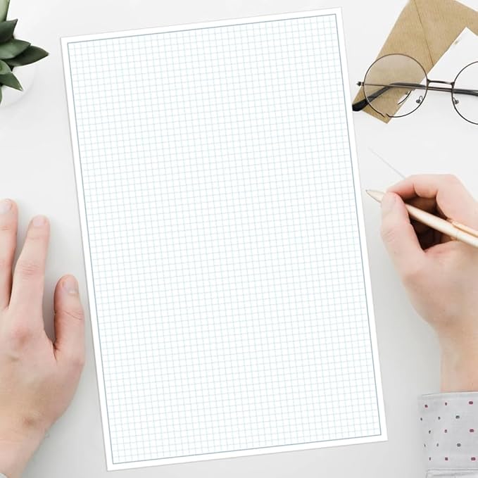 Yaridar (3-Pack) Engineering Graph Paper Pad - 17" x 11" Grid Paper for Engineering, Drafting, Blueprint Drawing, 75 Sheets/150 Pages 4x4 Blue Quad Rule by Better Office Products