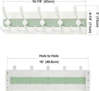 SKOLOO Coastal Wall Mounted Coat Rack - 16-7/8" Beach House Entryway Wooden Coat Hook with 5 Hooks for Hanging Coats, Hats or Towels, Oceanfront Cottage Core Collection, White & Green, Pack of 2