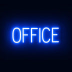 SpellBrite OFFICE Sign | Directional Sign with Neon Look, Blue LED Light Source | 20.5" x 6.3"