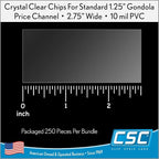 Price Data Channel Label Holder Chips, Clear Plastic Tags, 2.75" L x 1.25" H, 10 Mil Thick, Gondola Shelf Edge, Reusable, Made for Point of Purchase Shelf Molding by Clip Strip Corp.
