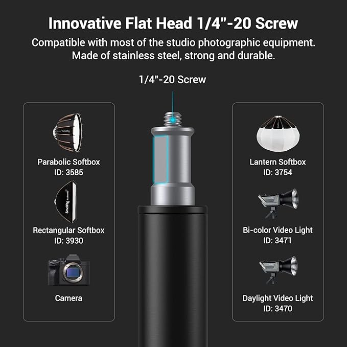 SmallRig 110"/9.2ft Photography Light Stand with Boom Arm, Heavy-Duty Aluminum Air-Cushioned Light Tripod Stand with 1/4" Screw for Softbox, Studio, Flash, Ring Light, Camera, 11lbs Max Load, RA-S280A