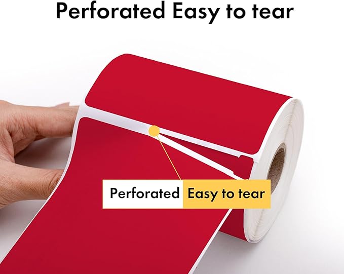 HOUSELABELS 4" x 6" Red Shipping Labels on 1" Core Compatible with Zebra and Rollo Printers, 4 Rolls / 250 Labels per Roll