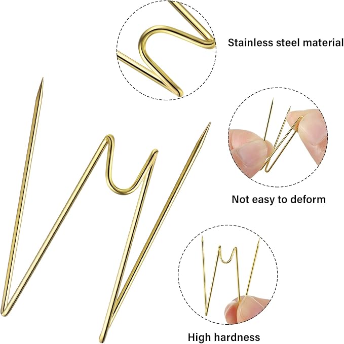 Geyoga Fabric Panel Wall Wire Hooks Cubicle Hooks with Clear Storage Box for Interior Exterior Decor for Picture Home School Office DIY (Gold,36 Pcs)